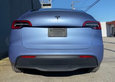 Tesla Model Y wrapped in Matte Metallic Powder Blue